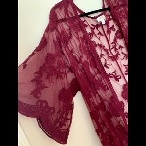 DIZZYGAL Burgundy Lace Long Kimono